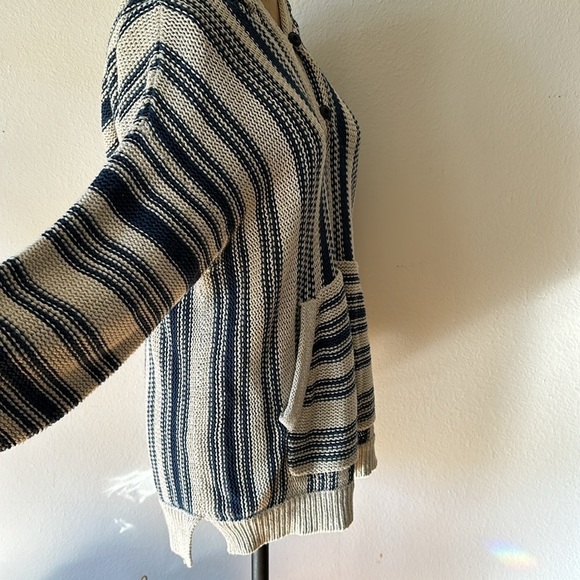 Outerknown sz XS blue white knit pullover hoodie puma cotton great condition - Picture 8 of 8